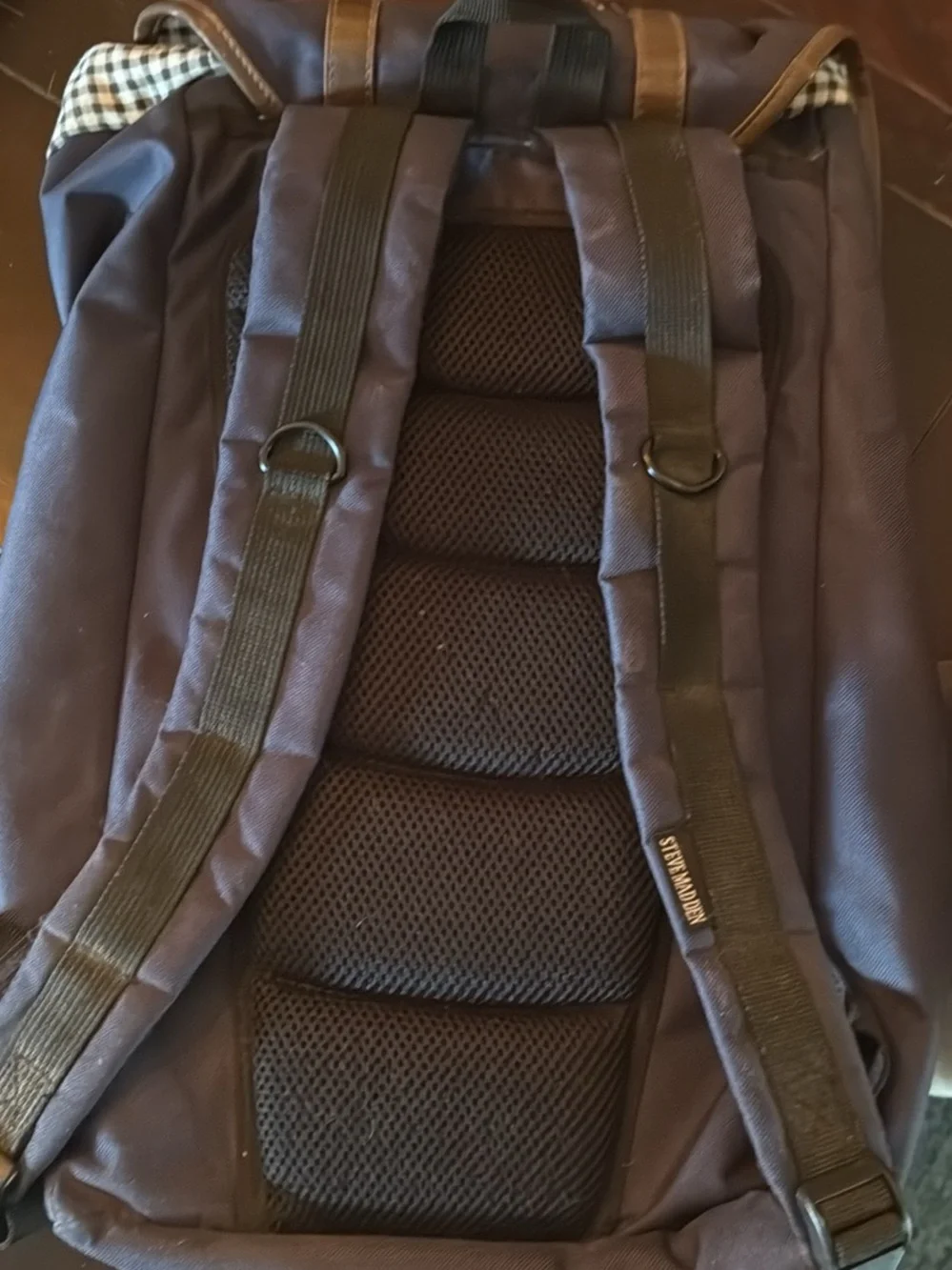 Steve Madden Navy Backpack with Brown Trim